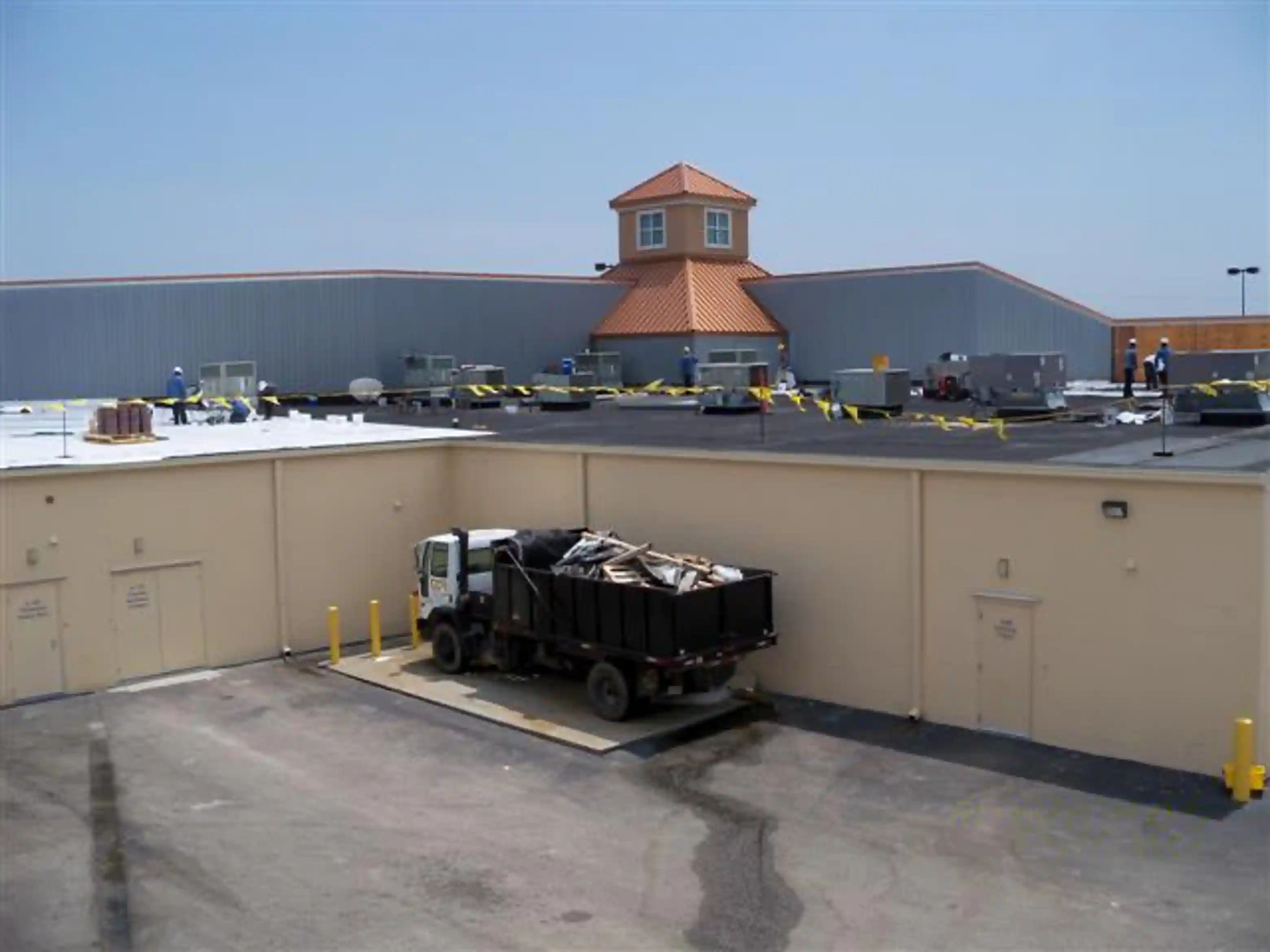 During installation of a new TPO roof on a commercial building.