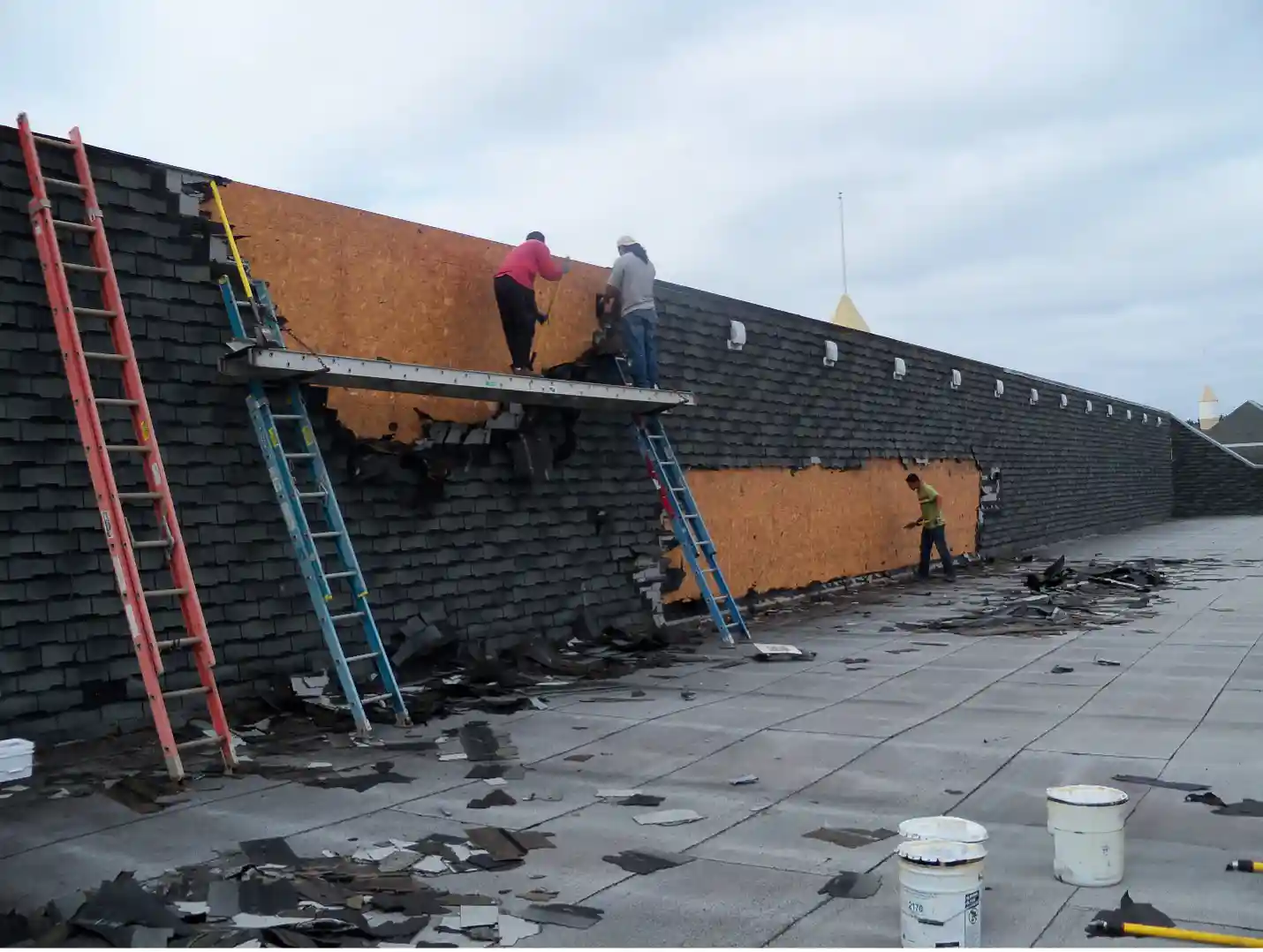 Tear off and replacement of a commercial siding job