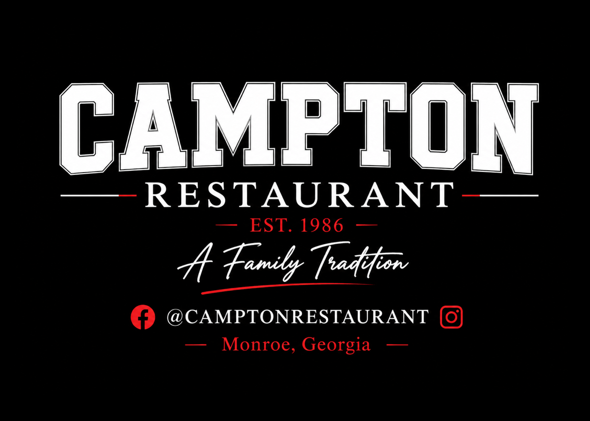 Campton Restaurant logo — Red Blooded American sponsor, WCYR 2026 Car Show